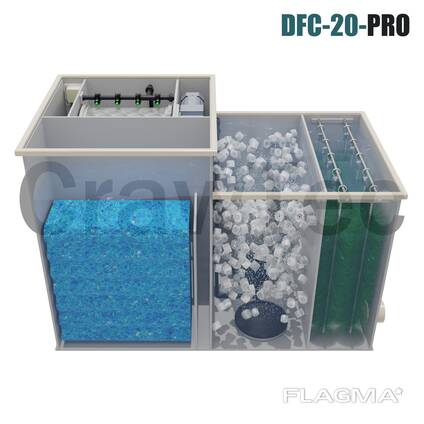 CrawTec DFC-20-PRO biyofiltrasyonlu 20 m³/saat kapasiteli kombine tambur filtresi